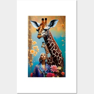 Flower Giraffe Floral Colorful Artwork Posters and Art